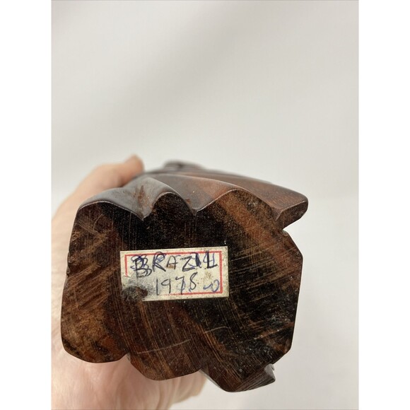 Hand Carved Tribal Tiki Face Bust Statue BRAZIL South America Heavy Wood Vintage - Picture 2 of 16